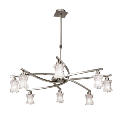 Mantra Alaska GU10 82cm Pendant Convertible To Semi Flush 8 Light L1/SGU10, Satin Nickel, CFL Lamps INCLUDED