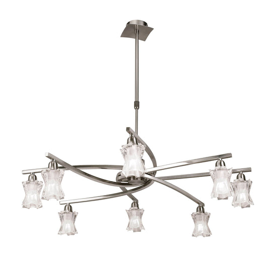 Mantra Alaska GU10 82cm Pendant Convertible To Semi Flush 8 Light L1/SGU10, Satin Nickel, CFL Lamps INCLUDED