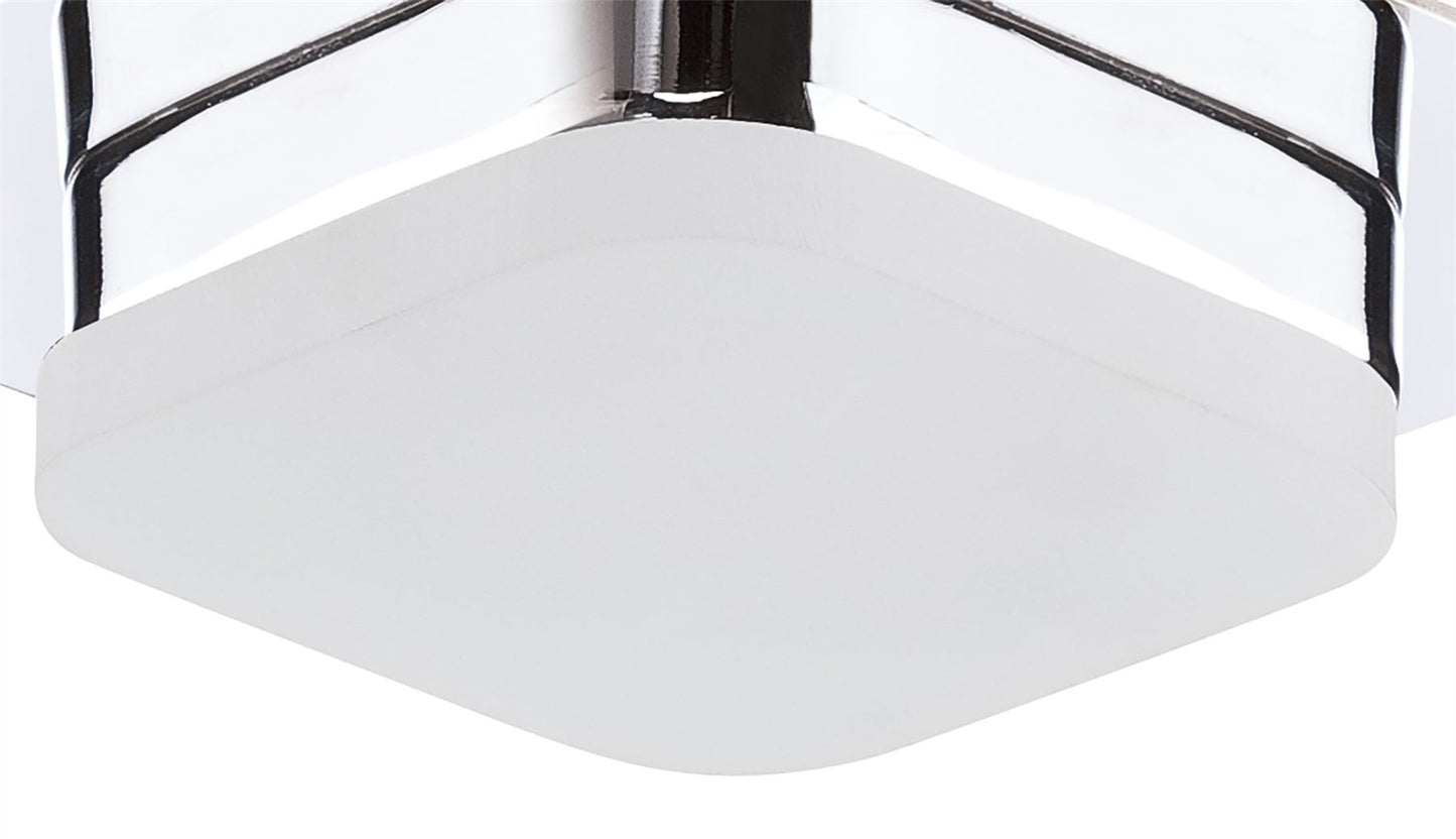 Mantra Fusion Marcel Recessed Down Light 5W LED Square 3000K IP44, 450lm, Polished Chrome/Frosted Acrylic, Cut Out: 70mm, Driver Included, 3yrs Warranty