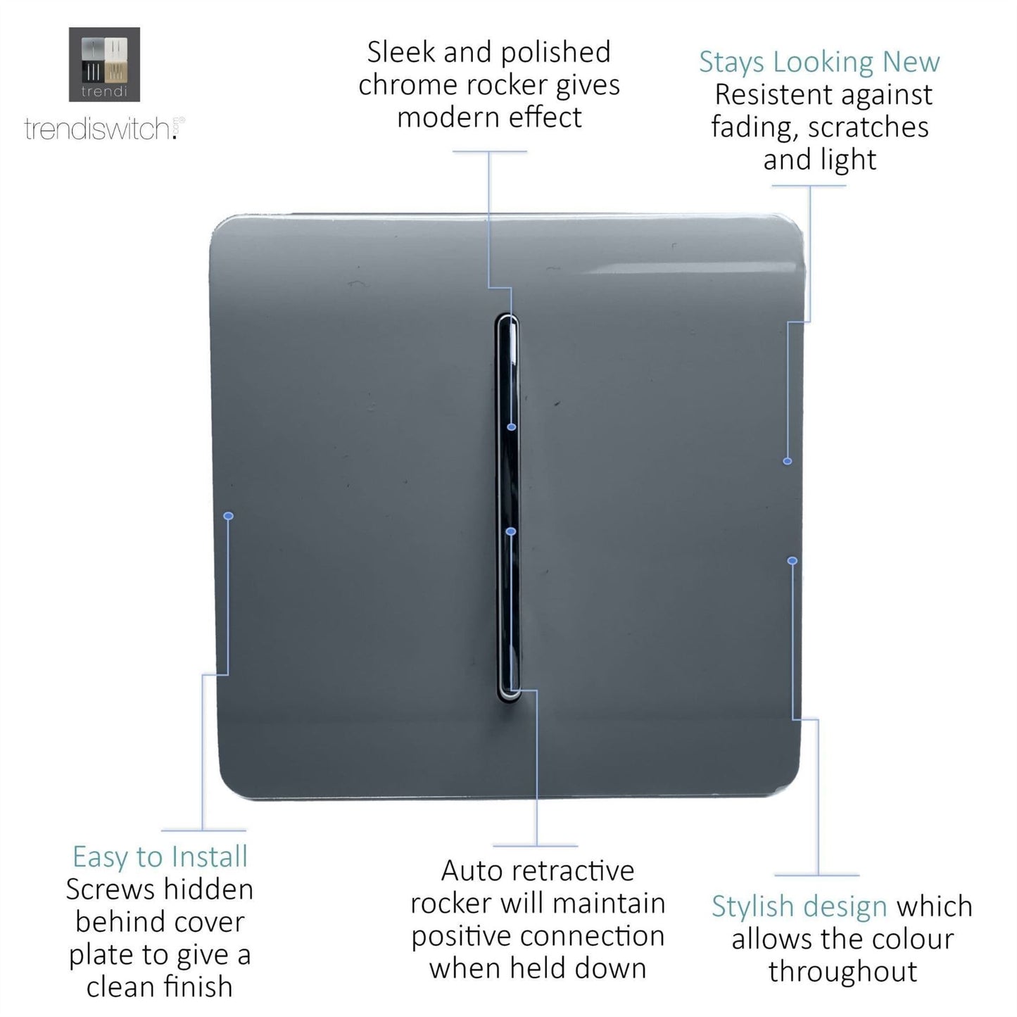 Trendi Artistic Modern Glossy  Home Automation Switch Warm Grey