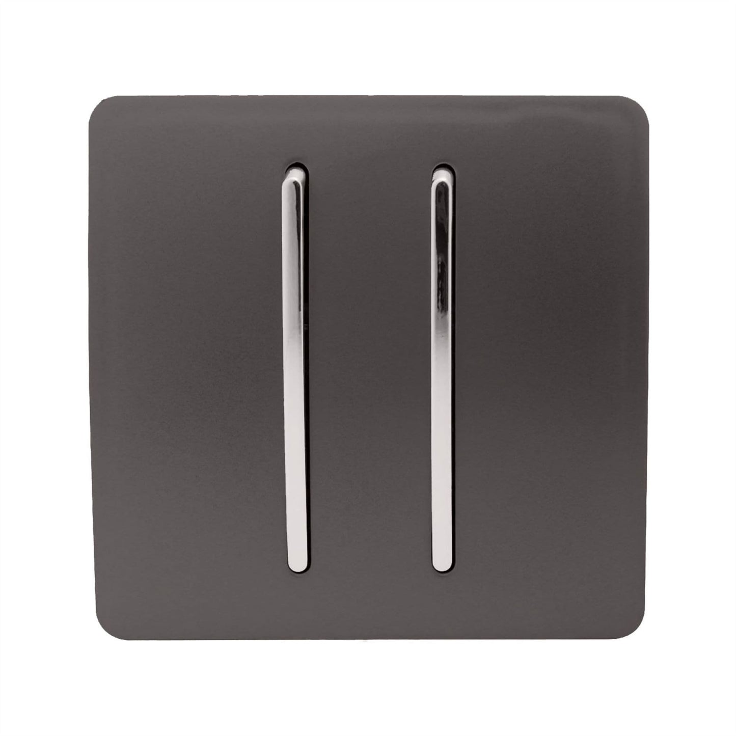 Trendi 2 Gang 2 Way Artistic Modern Glossy 10 Amp Rocker Tactile Light Switch Dark Brown