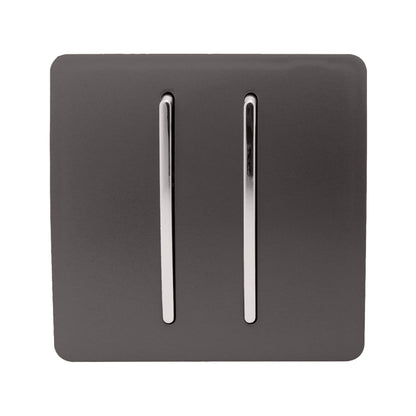 Trendi 2 Gang 2 Way Artistic Modern Glossy 10 Amp Rocker Tactile Light Switch Dark Brown