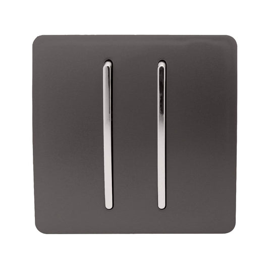 Trendi 2 Gang 2 Way Artistic Modern Glossy 10 Amp Rocker Tactile Light Switch Dark Brown