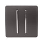 Trendi 2 Gang 2 Way Artistic Modern Glossy 10 Amp Rocker Tactile Light Switch Dark Brown