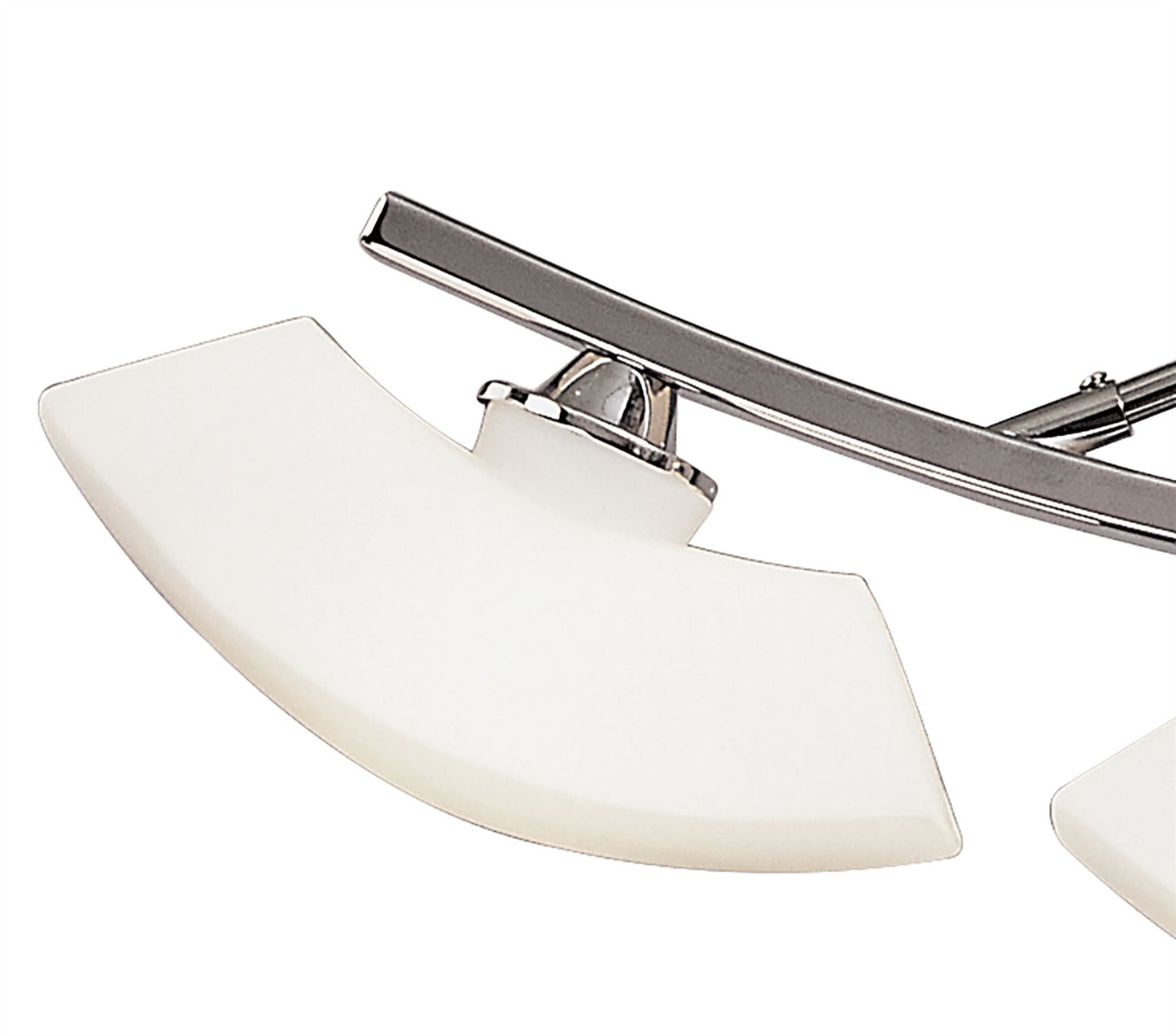 Mantra Lupa Telescopic Pendant Curved Linear Bar 4 Light G9, Polished Chrome/Frosted White Glass