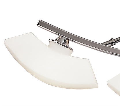 Mantra Lupa Telescopic Pendant Curved Linear Bar 4 Light G9, Polished Chrome/Frosted White Glass