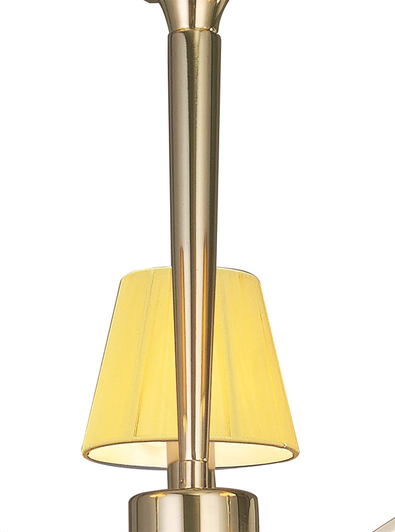 Mantra Siena 53cm Semi Flush Round 3 Light E14, Polished Brass with Amber Cream Shades and Clear Crystal