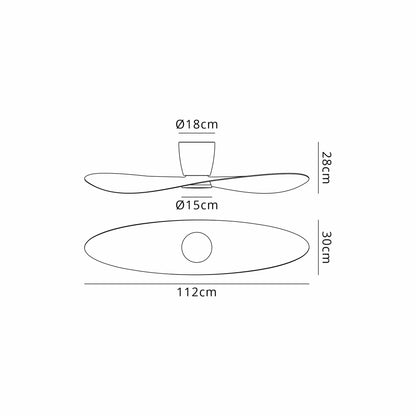 Surfer 112 x 30cm 18W LED Dimmable Ceiling Light With Built-In 40W DC Fan, 3000-5000K Remote Control, 3600lm, Black/Wood, 5yrs Warranty