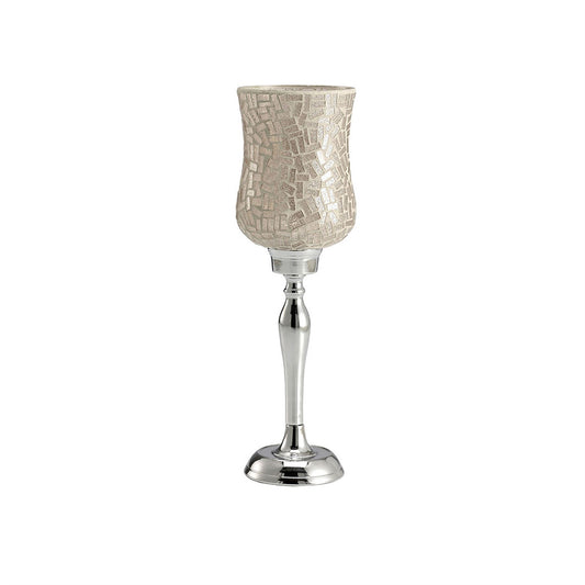 Diyas Home (DH) Trina Mosaic Candle Holder Medium Polished Chrome Mosaic