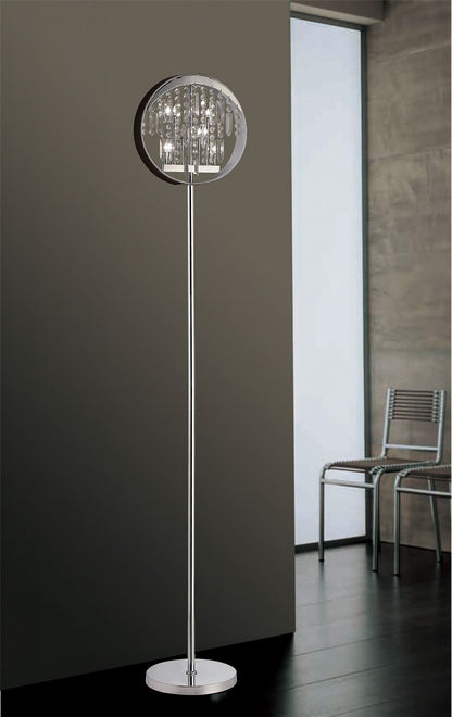 Diyas Geo Floor Lamp with Black Shade 9 Light G4 Polished Chrome/Crystal, NOT LED/CFL Compatible