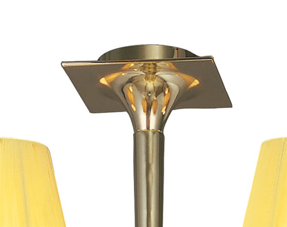 Mantra Siena 63cm Semi Flush Round 6 Light E14, Polished Brass with Amber Cream Shades and Clear Crystal