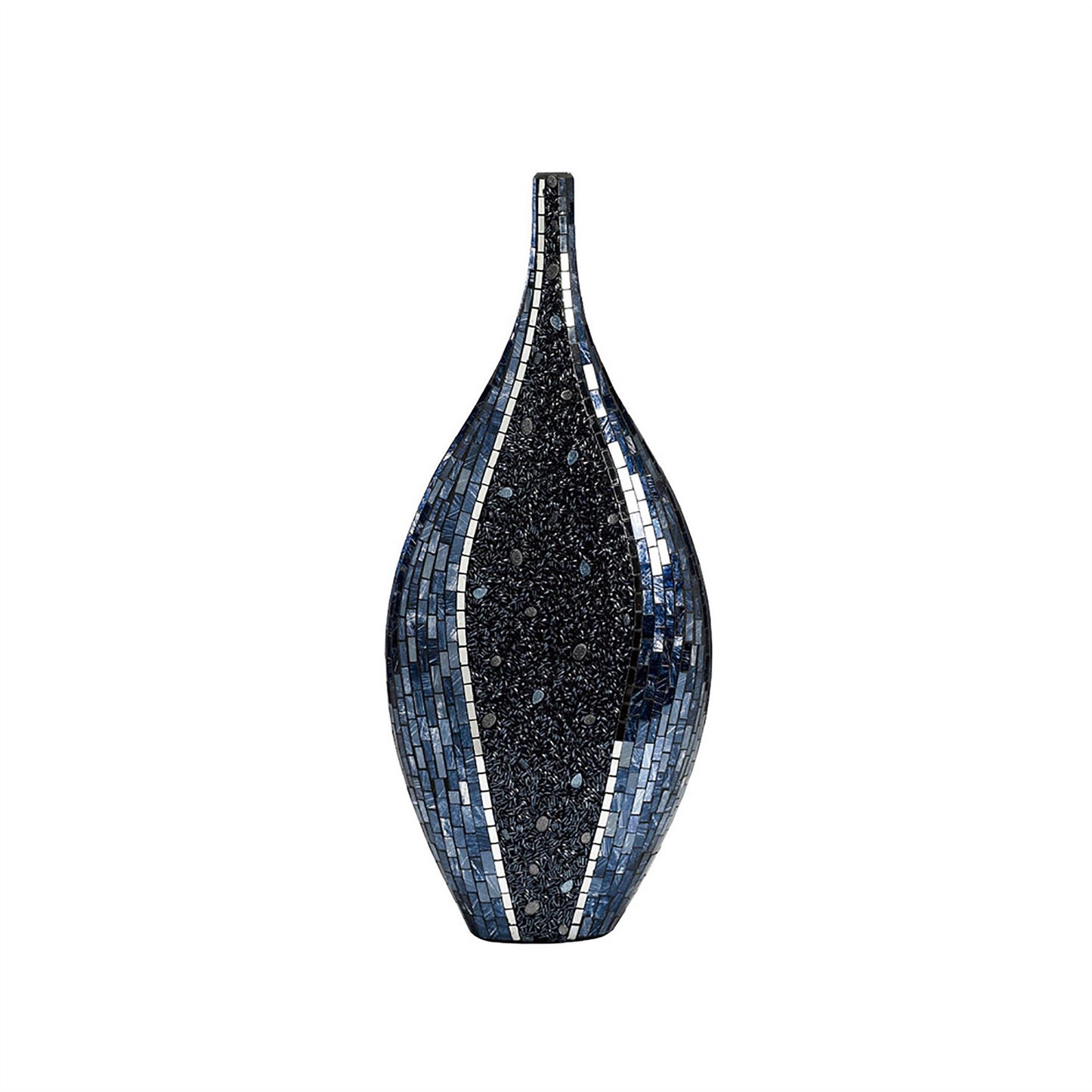 Diyas Home (DH) Sapphire Mosaic Vase Tall Blue/Silver Mosaic