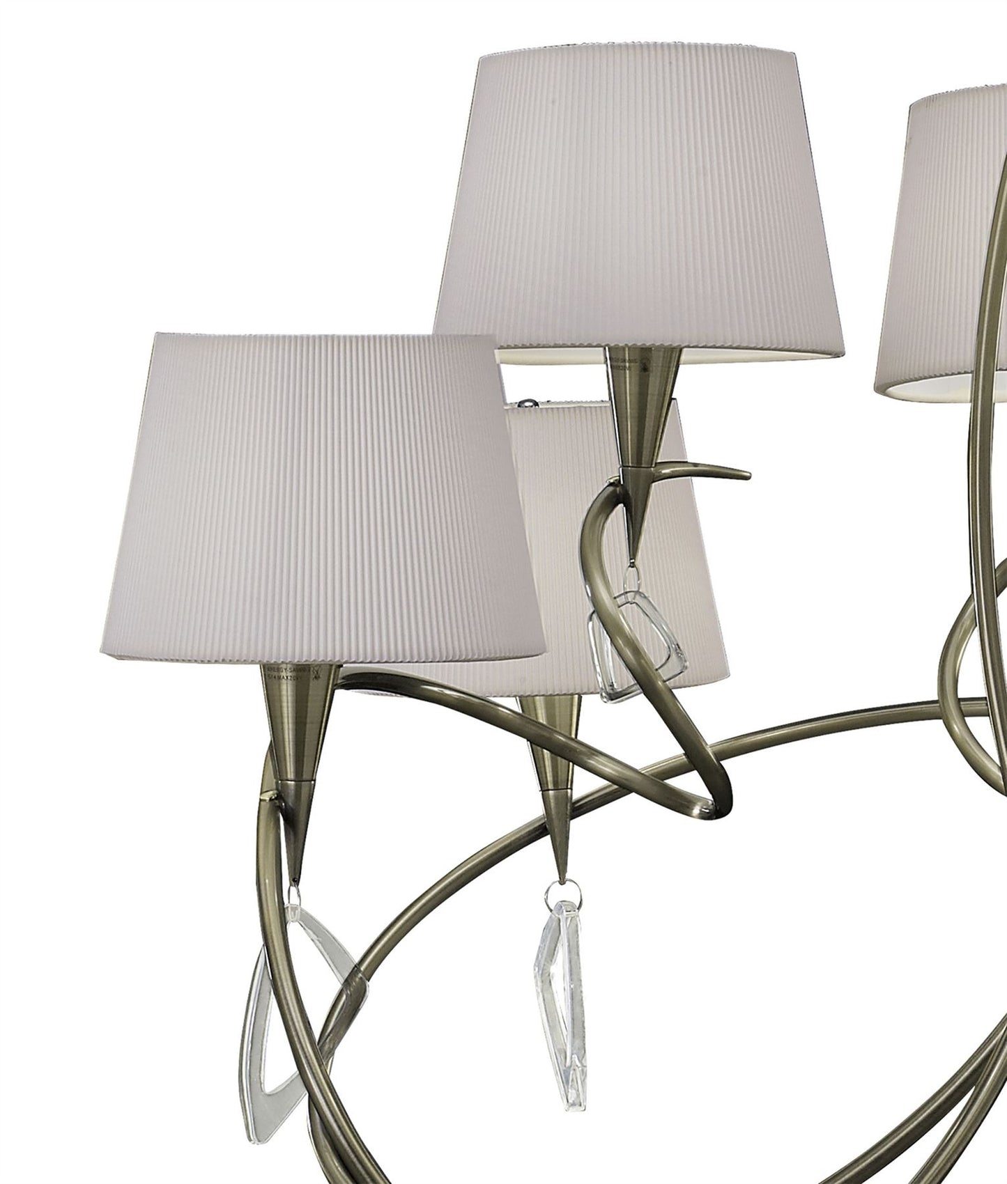 Mantra Mara 100cm Pendant 2 Tier 8 Light E14, Antique Brass with Ivory White Shades