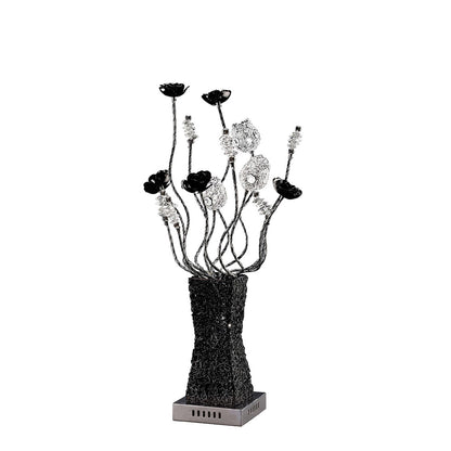 Diyas Home Jasmine Aluminium (DH) Jasmine Crystal Table Lamp 4 Light G4 Aluminium/Black, NOT LED/CFL Compatible