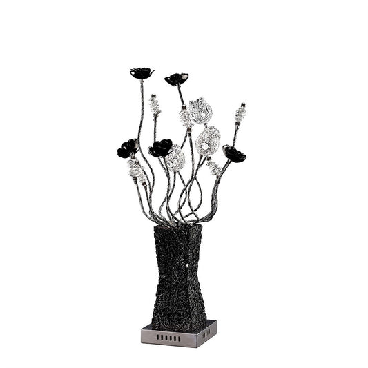 Diyas Home Jasmine Aluminium (DH) Jasmine Crystal Table Lamp 4 Light G4 Aluminium/Black, NOT LED/CFL Compatible