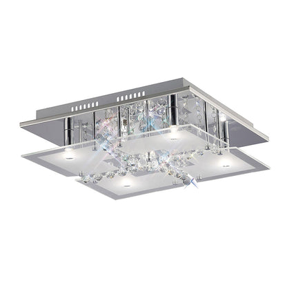 Diyas Chisora Square Flush  5 Light G9 Polished Chrome/Glass/Crystal Ceiling Light Fitting