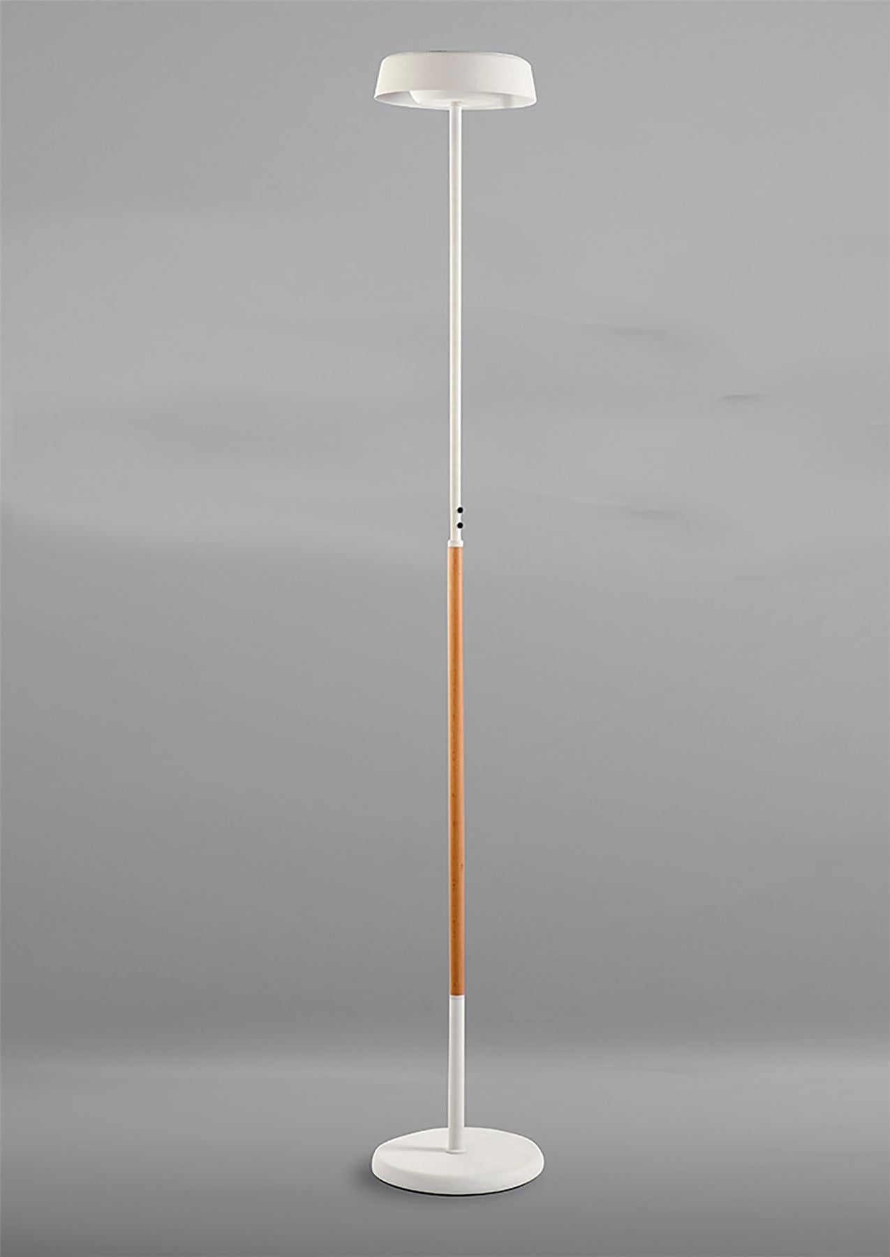 Mantra Noa Floor Lamp 2 Light 21W Down 9W Up LED 3000K, 3000lm, Touch Dimmer, Matt White/Beech, 3yrs Warranty
