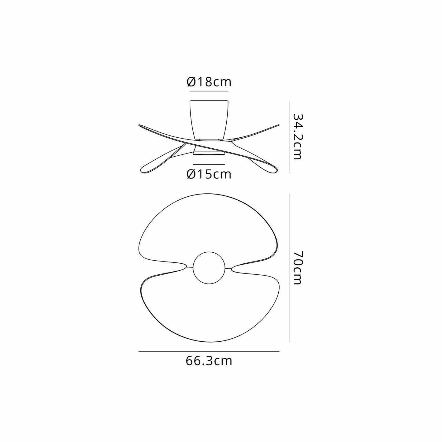 Ona 70cm 18W LED Dimmable Ceiling Light With Built-In 30W DC Fan, 3000-5000K Remote Control, 3600lm, White/Wood, 5yrs Warranty