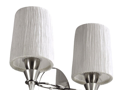 Mantra Lucca Wall Light Switched 2 Light E27, Polished Chrome with White Shades & Clear Crystal