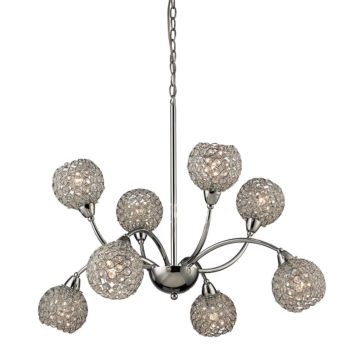 Diyas Escado 77cm  8 Light E14 Polished Chrome/Crystal Ceiling Pendant Light Fitting