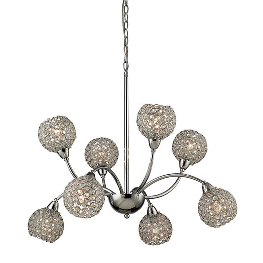 Diyas Escado 77cm  8 Light E14 Polished Chrome/Crystal Ceiling Pendant Light Fitting