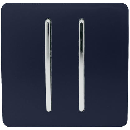 Trendi 2 Gang Artistic Modern Glossy Tactile Home Automation Switch Navy
