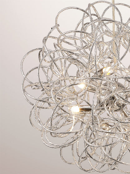 Deco Cassidy Pendant Round Interwinding Aluminium 6 Light G9 Silver/Chrome