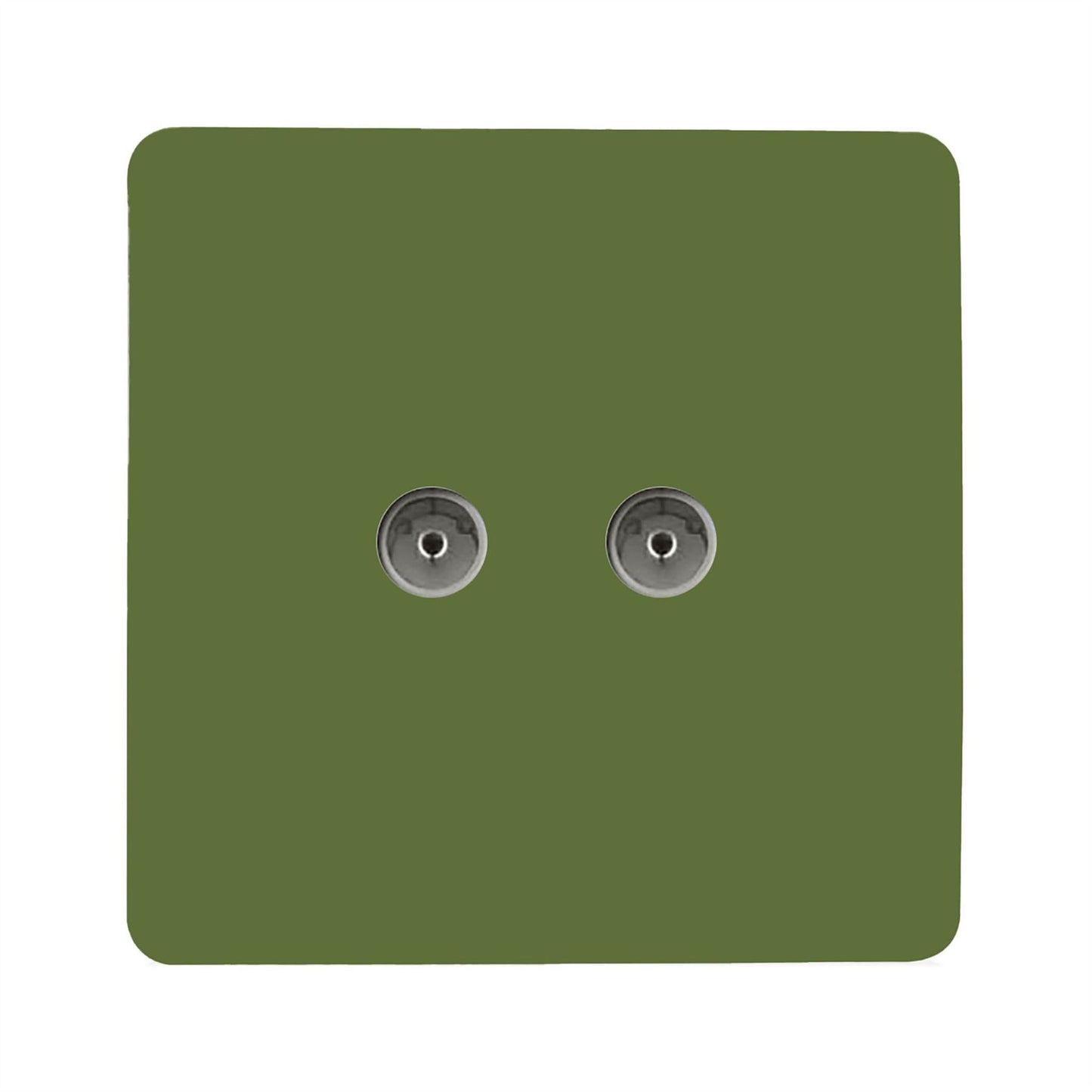 Trendi Artistic Modern Glossy Tactile 2 Gang TV Socket Moss Green