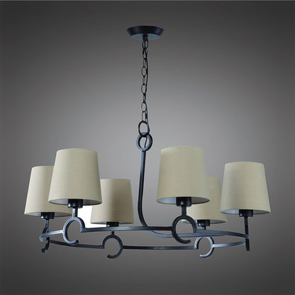 Mantra M5210 Argi Pendant 6 Light E27 with Taupe Shades Brown Oxide