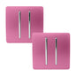 Trendi 2 Gang 2 Way 240V Screwless Artistic Modern Glossy 10 Amp Chrome Rocker Electrical Wall Light Switch in Candy Pink (2 pack)