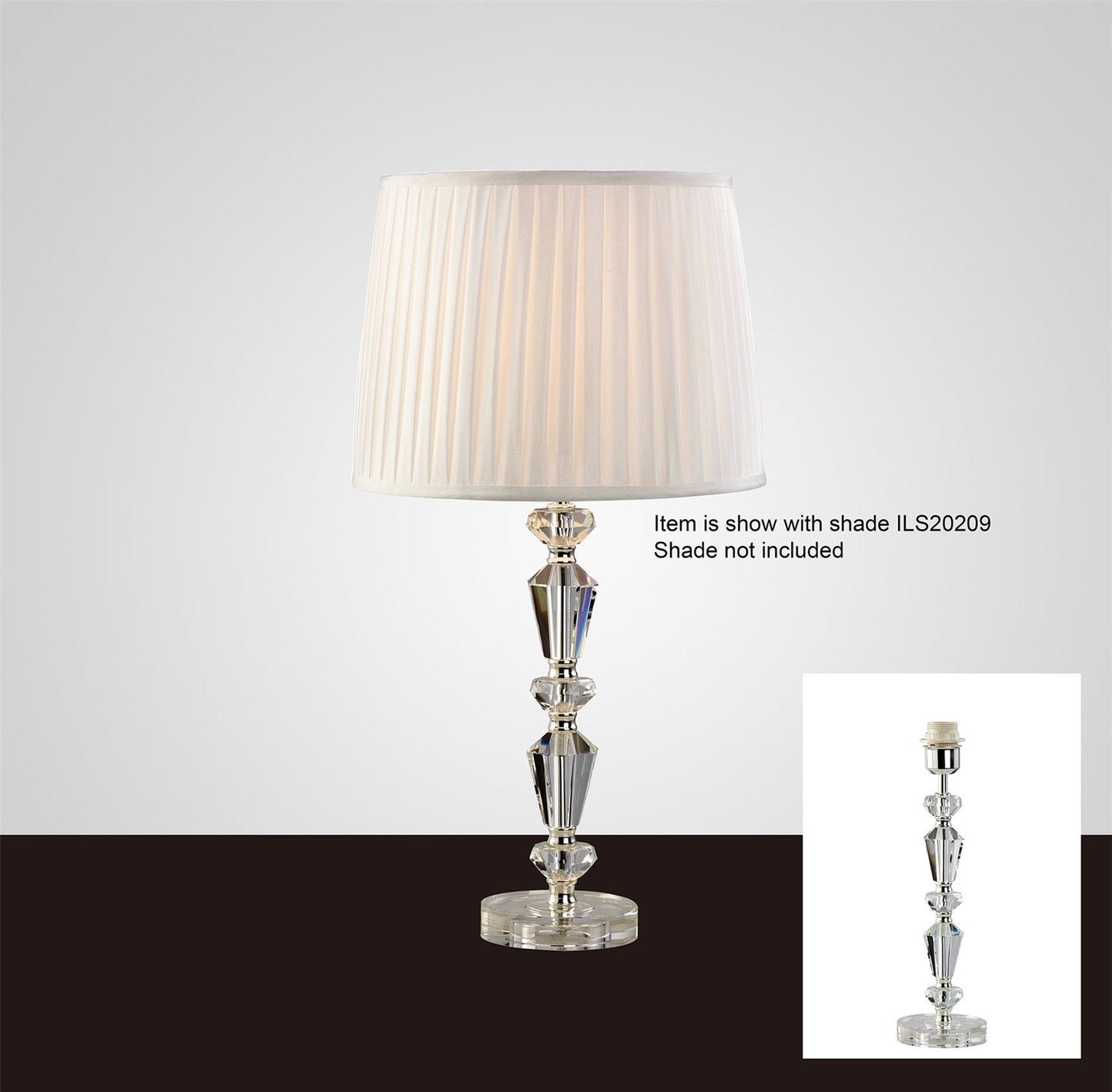 Diyas Renee Crystal Table Lamp WITHOUT SHADE 1 Light E27 Silver Finish