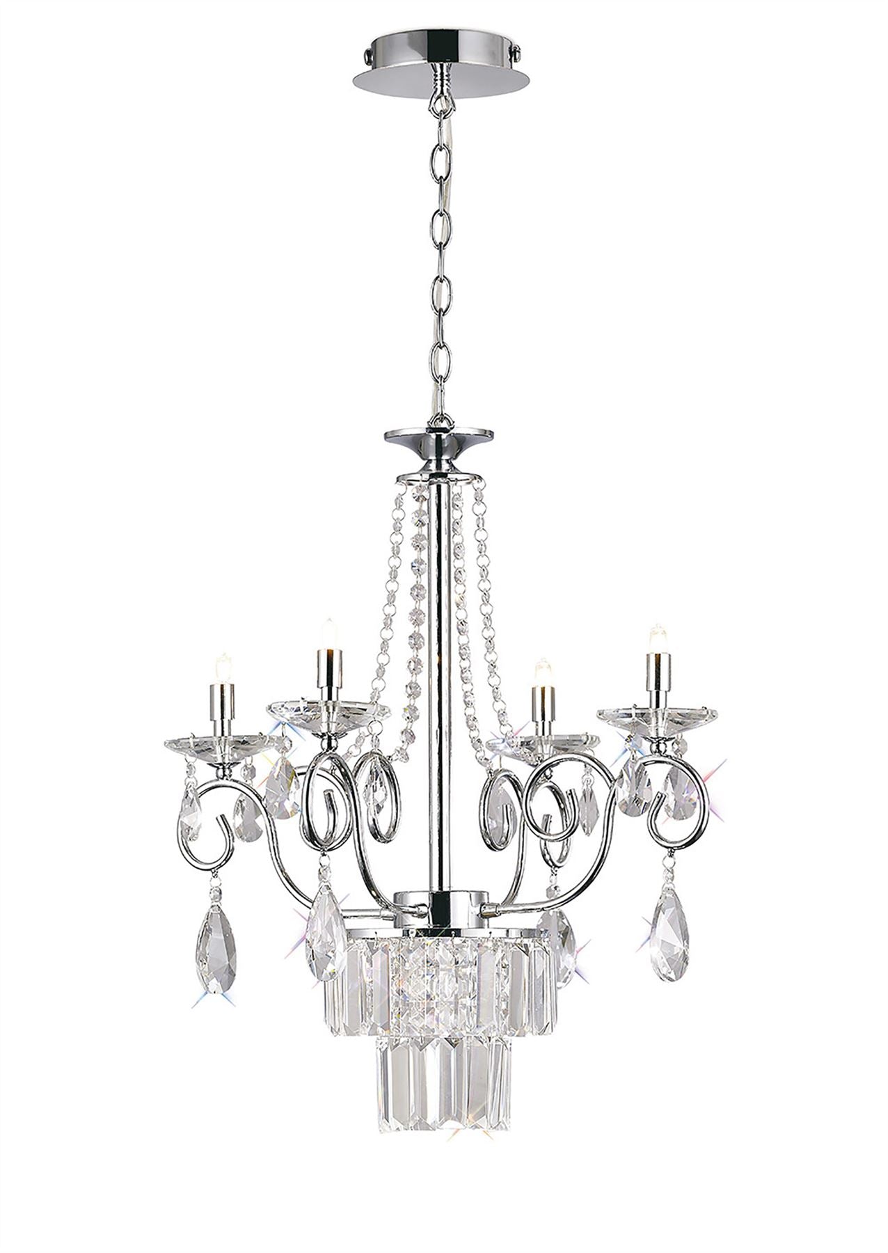Diyas Eden 55cm  4 Light G9 Polished Chrome/Crystal Ceiling Pendant Light Fitting