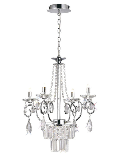 Diyas Eden 55cm  4 Light G9 Polished Chrome/Crystal Ceiling Pendant Light Fitting