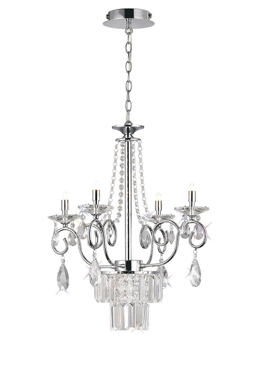 Diyas Eden 55cm  4 Light G9 Polished Chrome/Crystal Ceiling Pendant Light Fitting