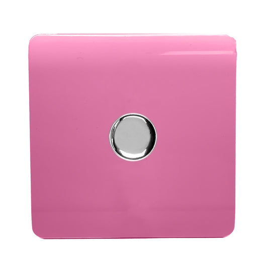 Trendi 1 Gang 2 Way 150w LED Dimmer Screwless 10 Amp Wall Light Switch in Candy Pink- ART-LDM150WPK