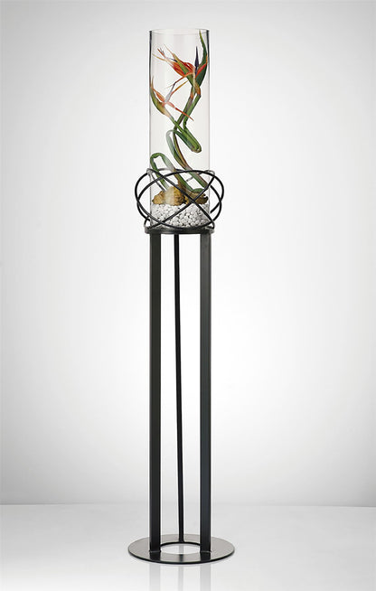 Diyas Home (DH) Oriana Floor Lamp Candle Holder 96Cm Black/Clear Glass