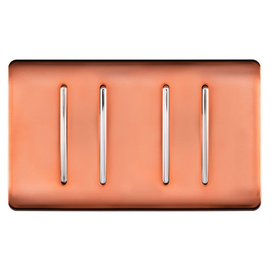 Trendi Artistic Modern Glossy 4 Gang 2 Way  Rocker Double Plate Tactile Light Switch Copper