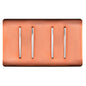 Trendi Artistic Modern Glossy 4 Gang 2 Way  Rocker Double Plate Tactile Light Switch Copper