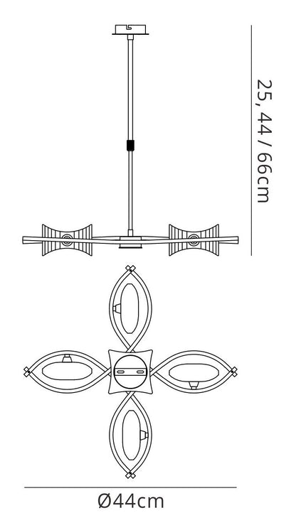 Mantra Kromo Telescopic Convertible To Semi Flush 4 Light G9, Antique Brass