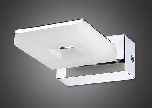 Mantra Fusion Marc Wall Light 1 Light 5W LED 3000K IP44, 450lm, Polished Chrome/Frosted Acrylic, 3yrs Warranty