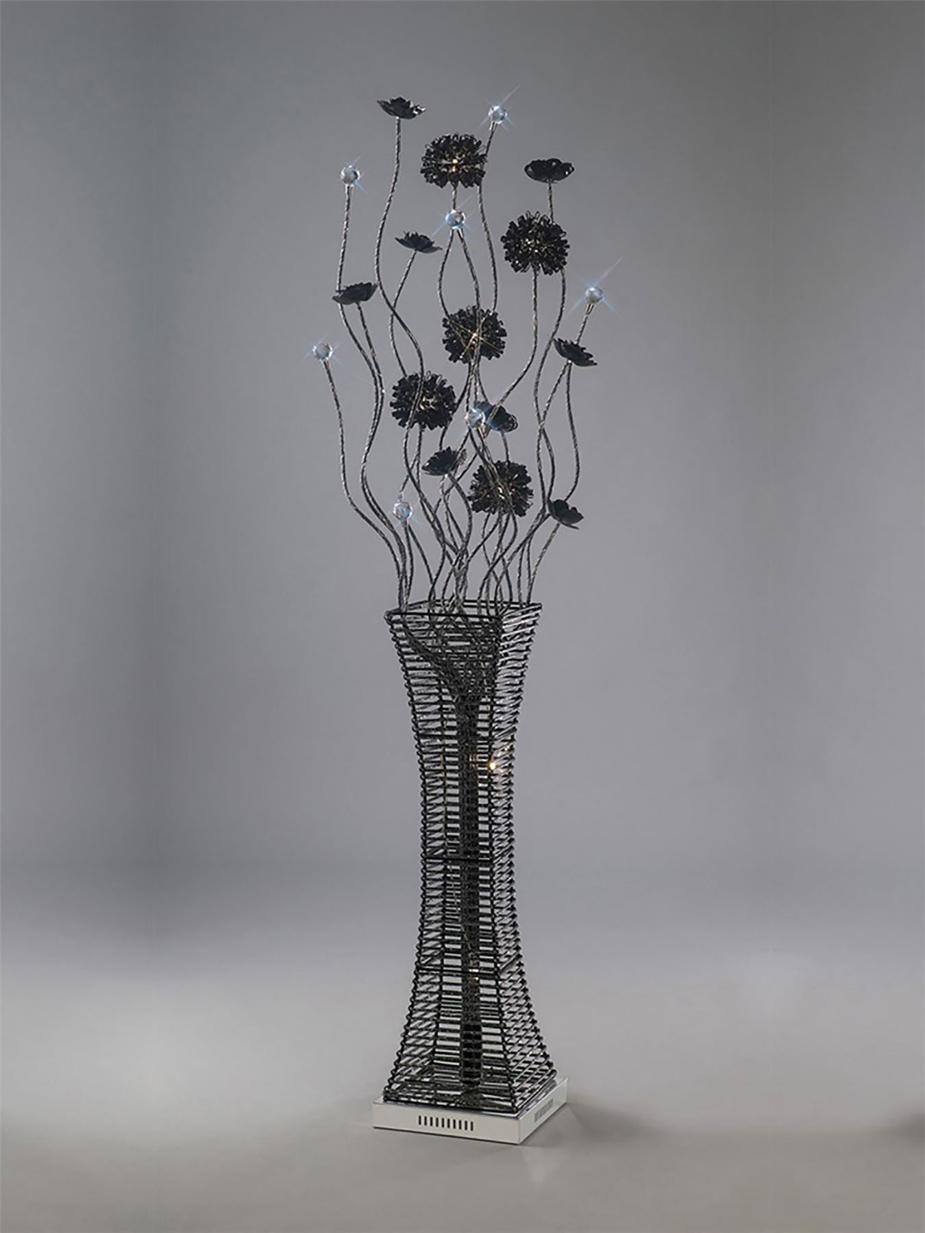 Diyas Home Majella Aluminium (DH) Majella Floor Lamp 7 Light G4 Polished Chrome/Black/Crystal, NOT LED/CFL Compatible
