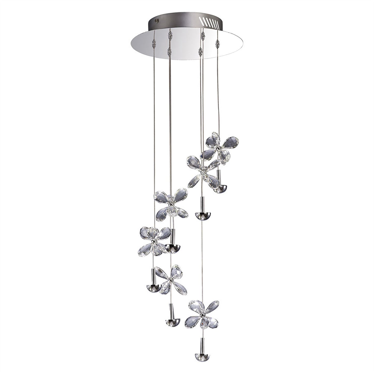 Diyas Aviva 30cm  6 Light 4000K LED Polished Chrome/Crystal Ceiling Pendant Light Fitting