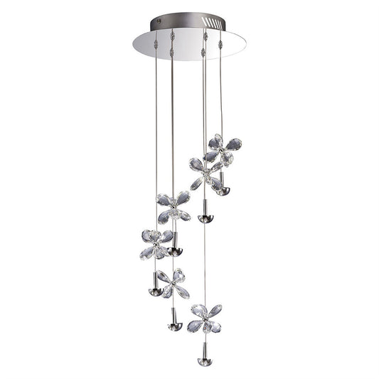 Diyas Aviva 30cm  6 Light 4000K LED Polished Chrome/Crystal Ceiling Pendant Light Fitting