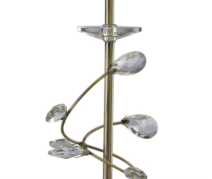 Diyas Willow Crystal Table Lamp with Cream Shade 1 Light E27 Antique Brass