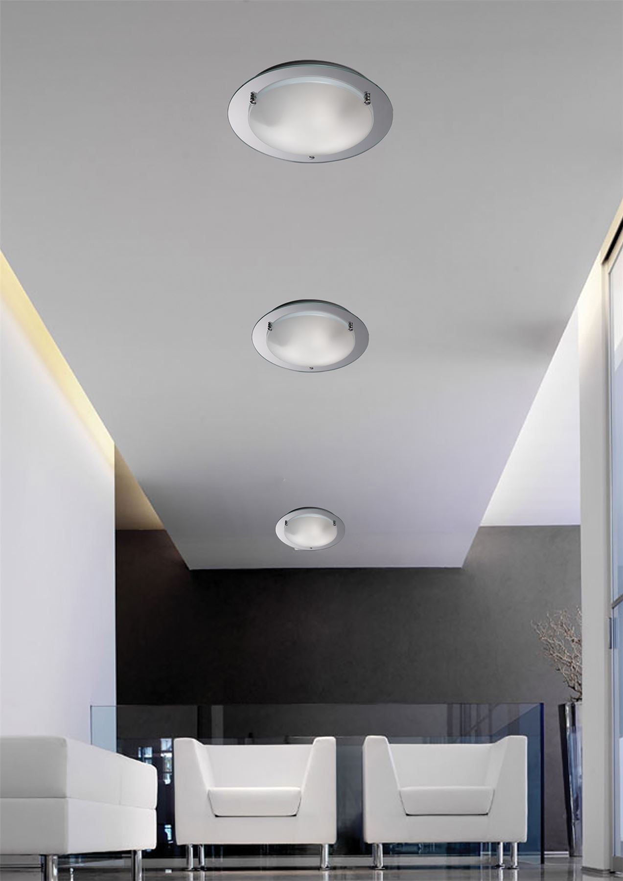 Deco Brooklyn Ceiling Light, 400mm Round, 3 Light E27 Polished Chrome