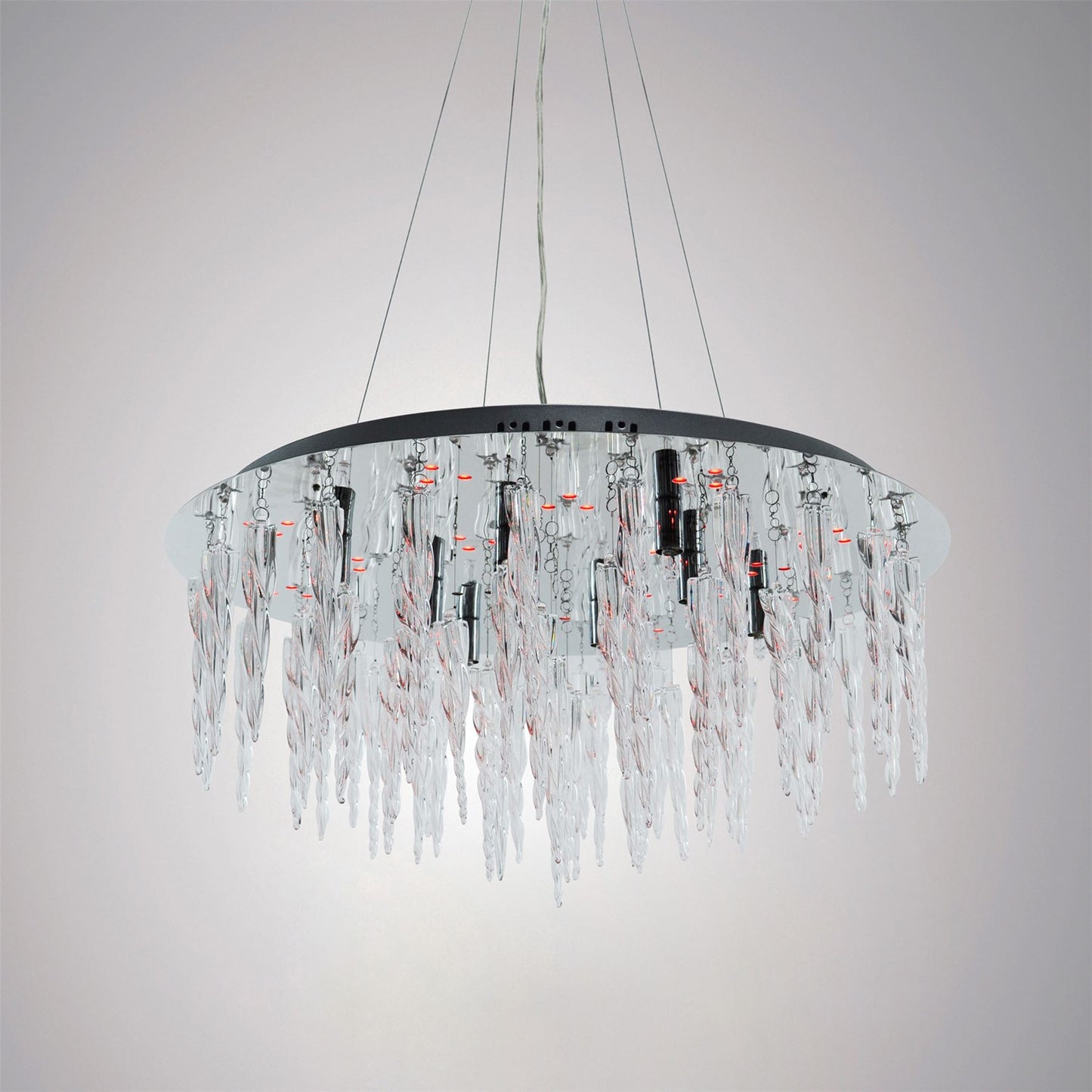 Diyas Tropez 65cm Flat  8 Lightwith RGB LEDs and Remote Control Polished Chrome/Glass Ceiling Pendant Light Fitting