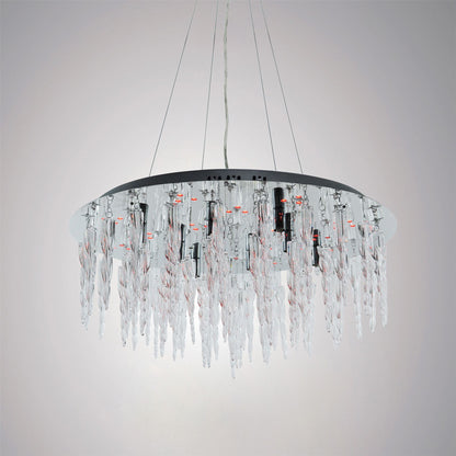 Diyas Tropez 65cm Flat  8 Lightwith RGB LEDs and Remote Control Polished Chrome/Glass Ceiling Pendant Light Fitting