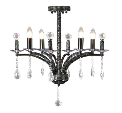Diyas Fiore 53cm  4 Light E14 Black Chrome/Crystal Ceiling Pendant Light Fitting