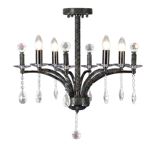 Diyas Fiore 53cm  4 Light E14 Black Chrome/Crystal Ceiling Pendant Light Fitting