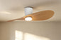 Surfer 112 x 30cm 18W LED Dimmable Ceiling Light With Built-In 40W DC Fan, 3000-5000K Remote Control, 3600lm, White/Wood, 5yrs Warranty